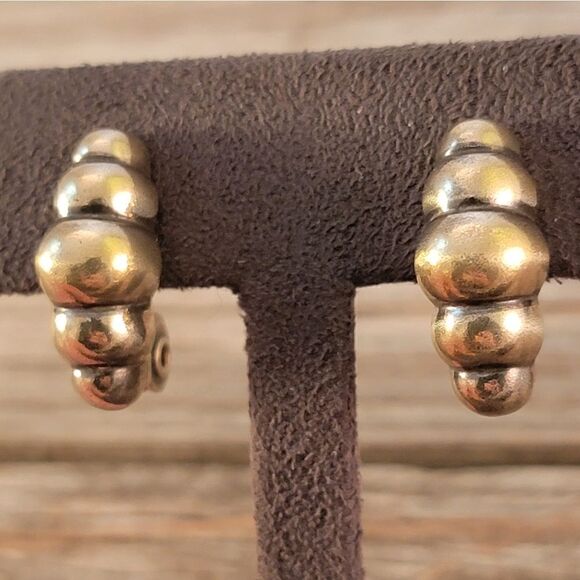 Ciani Sterling Signed Unique Modernist Metamorph Clip On Earrings - Picture 2 of 8